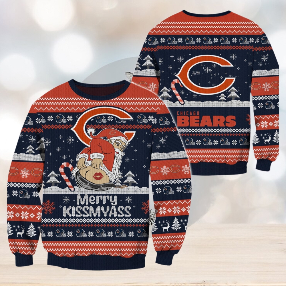 Chicago Bears NFL 2024 Merrykissmyass Funny Santa Claus Christmas Ugly Sweater Chicago Bears NFL 2024 Merrykissmyass Funny Santa Claus Christmas Ugly Sweater