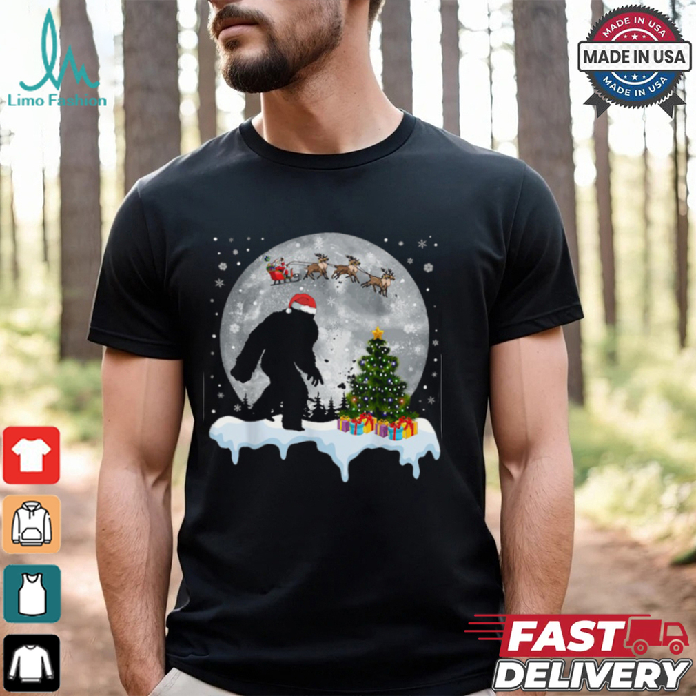 Christmas Bigfoot Santa Tree Sleigh Moon Reindeer Snow T Shirt Recovered Christmas Bigfoot Santa Tree Sleigh Moon Reindeer Snow T Shirt Recovered