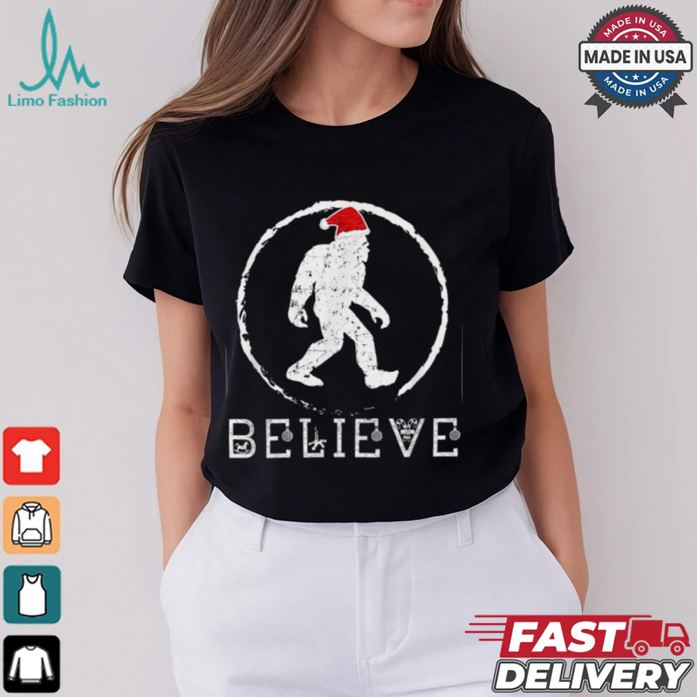 Christmas Bigfoot with Santa Hat T Shirt Recovered Christmas Bigfoot with Santa Hat T Shirt Recovered