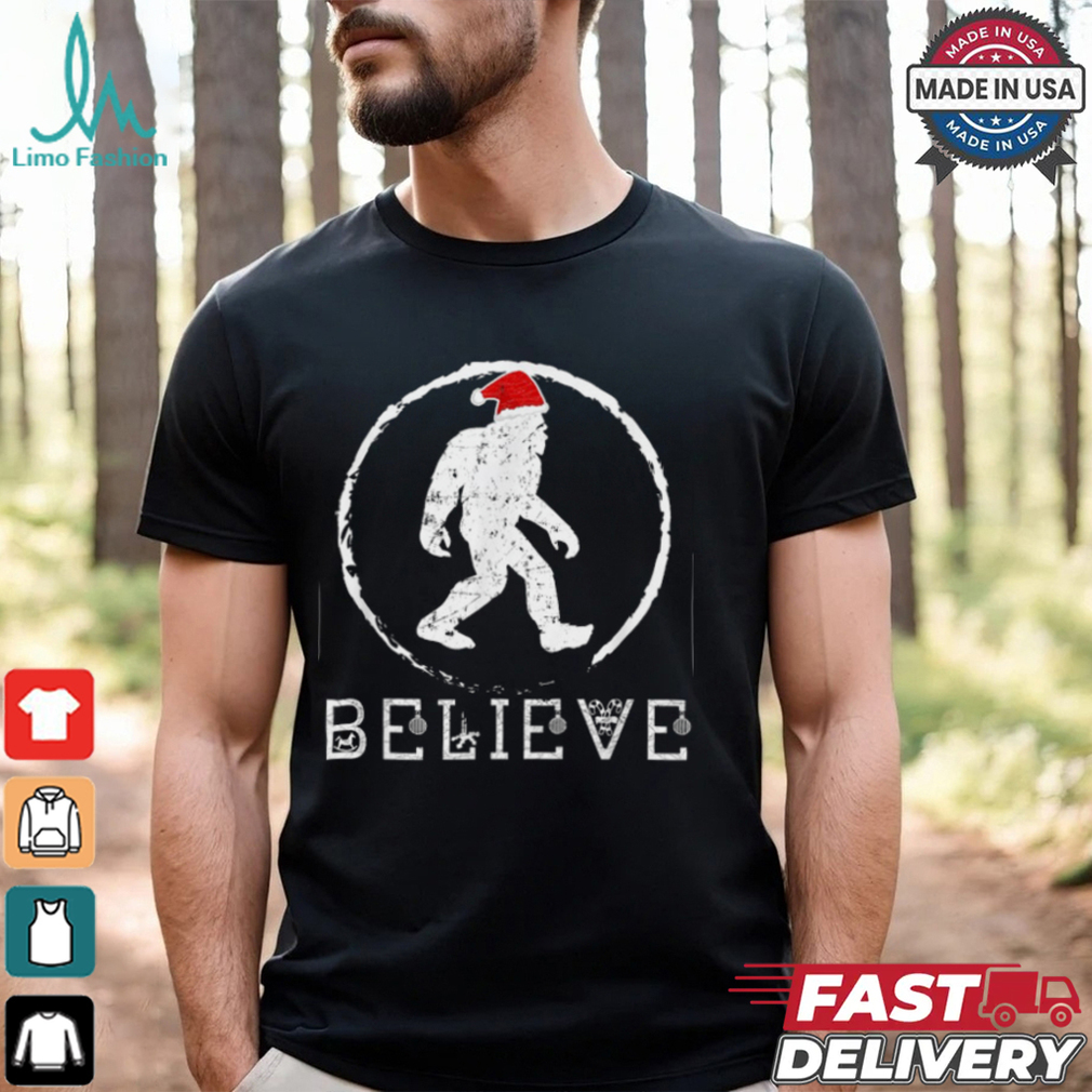 Christmas Bigfoot with Santa Hat T Shirt Recovered Christmas Bigfoot with Santa Hat T Shirt Recovered