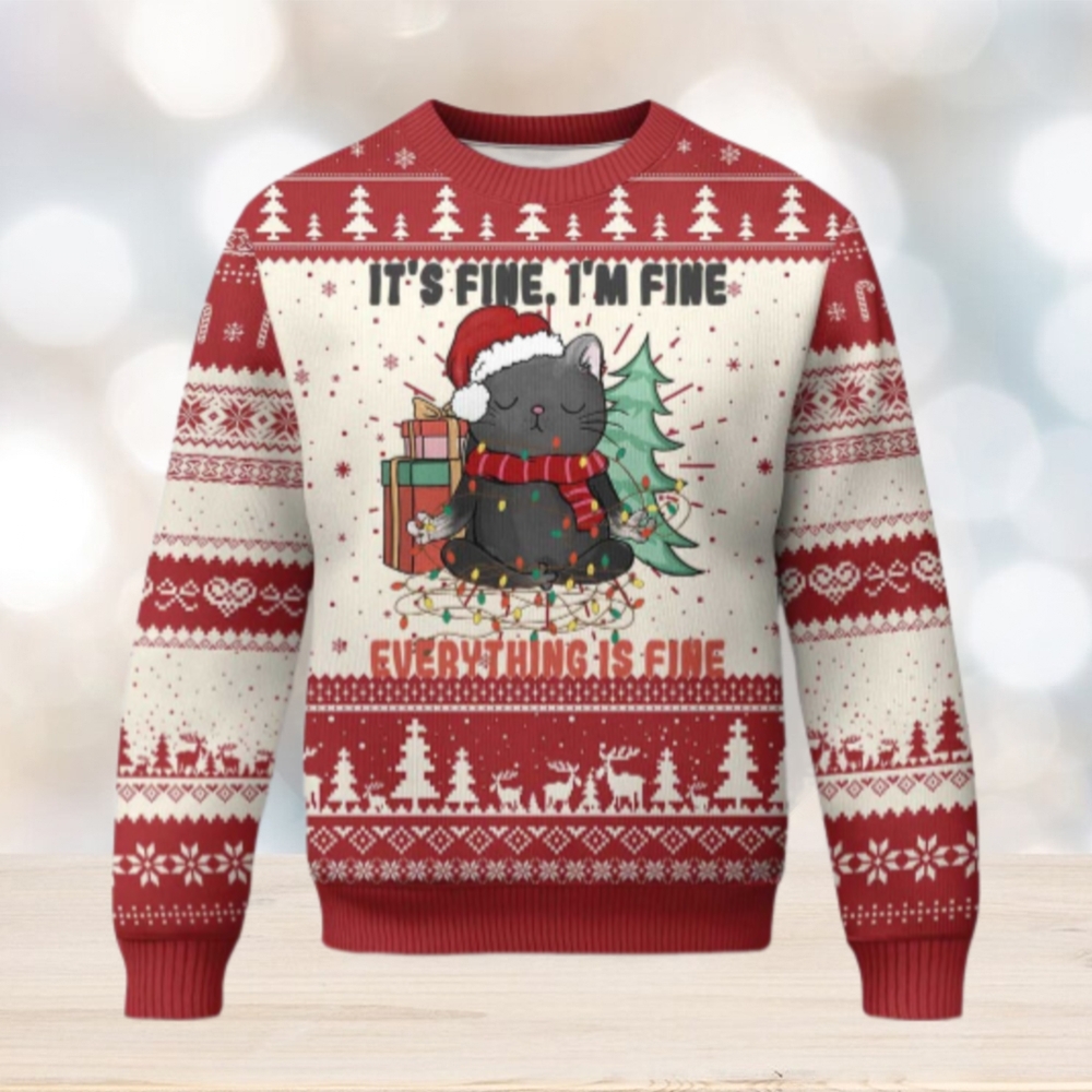 Christmas Black Cat Ugly Christmas Sweater It’s Fine I’m Fine Everything Is Fine Xmas Light Funny Christmas Black Cat Ugly Christmas Sweater It’s Fine I’m Fine Everything Is Fine Xmas Light Funny