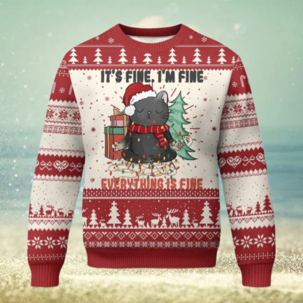 Christmas Black Cat Ugly Christmas Sweater It’s Fine I’m Fine Everything Is Fine Xmas Light Funny Christmas Black Cat Ugly Christmas Sweater It’s Fine I’m Fine Everything Is Fine Xmas Light Funny