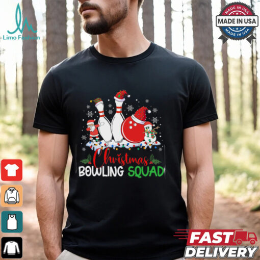 Christmas Bowling Squad Xmas Lights Santa Bowling Player Bowling T Shirt Recovered