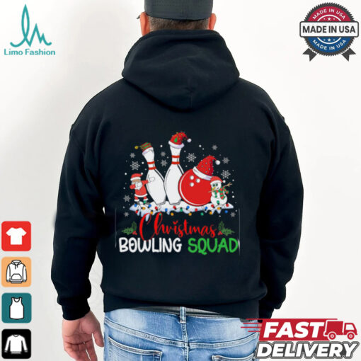 Christmas Bowling Squad Xmas Lights Santa Bowling Player Bowling T Shirt Recovered