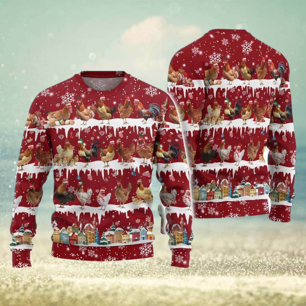 Christmas Chickens Ugly Sweater, Farm Animal Sweater Christmas Chickens Ugly Sweater, Farm Animal Sweater
