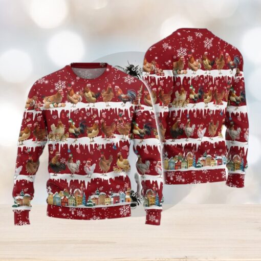 Christmas Chickens Ugly Sweater, Farm Animal Sweater