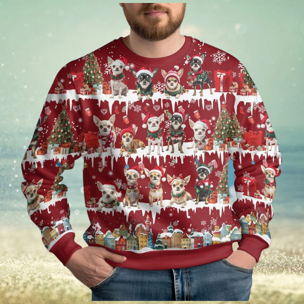 Christmas Chihuahua Ugly Sweater, Cute Dog Holiday Sweater Christmas Chihuahua Ugly Sweater, Cute Dog Holiday Sweater