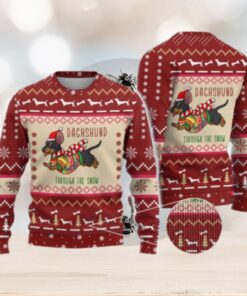 Christmas Dachshund Ugly Sweater, Santa Hat Dog Sweater