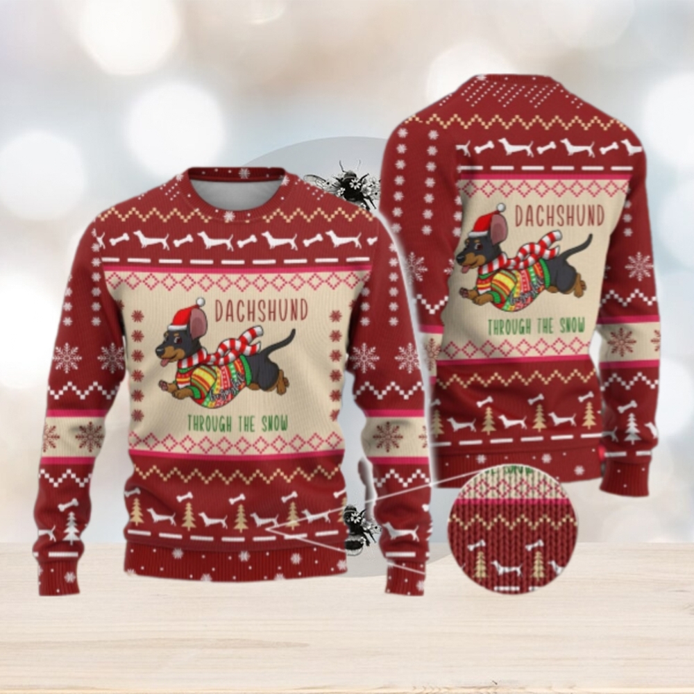 Christmas Dachshund Ugly Sweater, Santa Hat Dog Sweater Christmas Dachshund Ugly Sweater, Santa Hat Dog Sweater