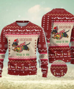 Christmas Dachshund Ugly Sweater, Santa Hat Dog Sweater