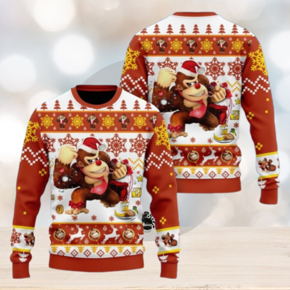Christmas Donkey Kong Ugly Sweater, Super Mario Xmas Sweater Christmas Donkey Kong Ugly Sweater, Super Mario Xmas Sweater