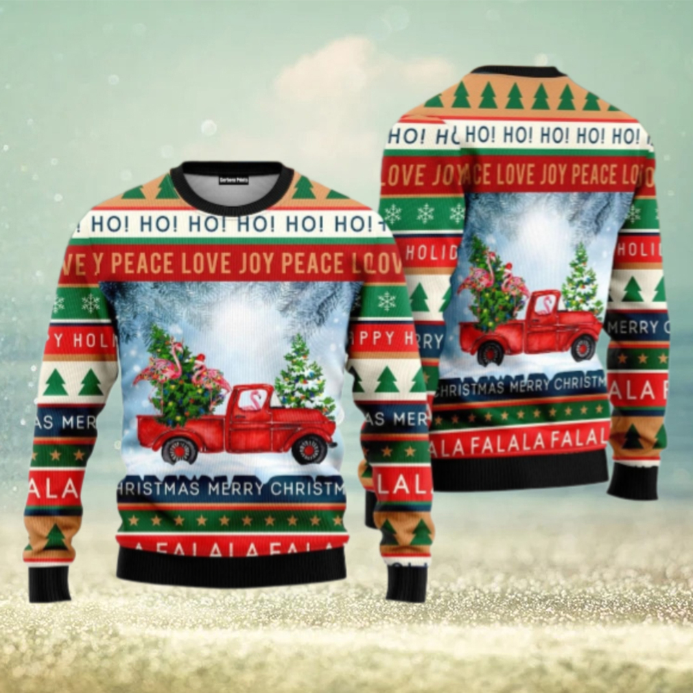 Christmas Flamingo Ugly Sweater, Flamingo With Red Truck Shirt, Christmas Truck Family Sweater Christmas Flamingo Ugly Sweater, Flamingo With Red Truck Shirt, Christmas Truck Family Sweater