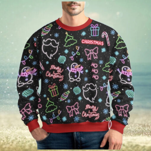 Christmas Neon Lighting Ugly Sweater, Santa Claus Holiday Sweater