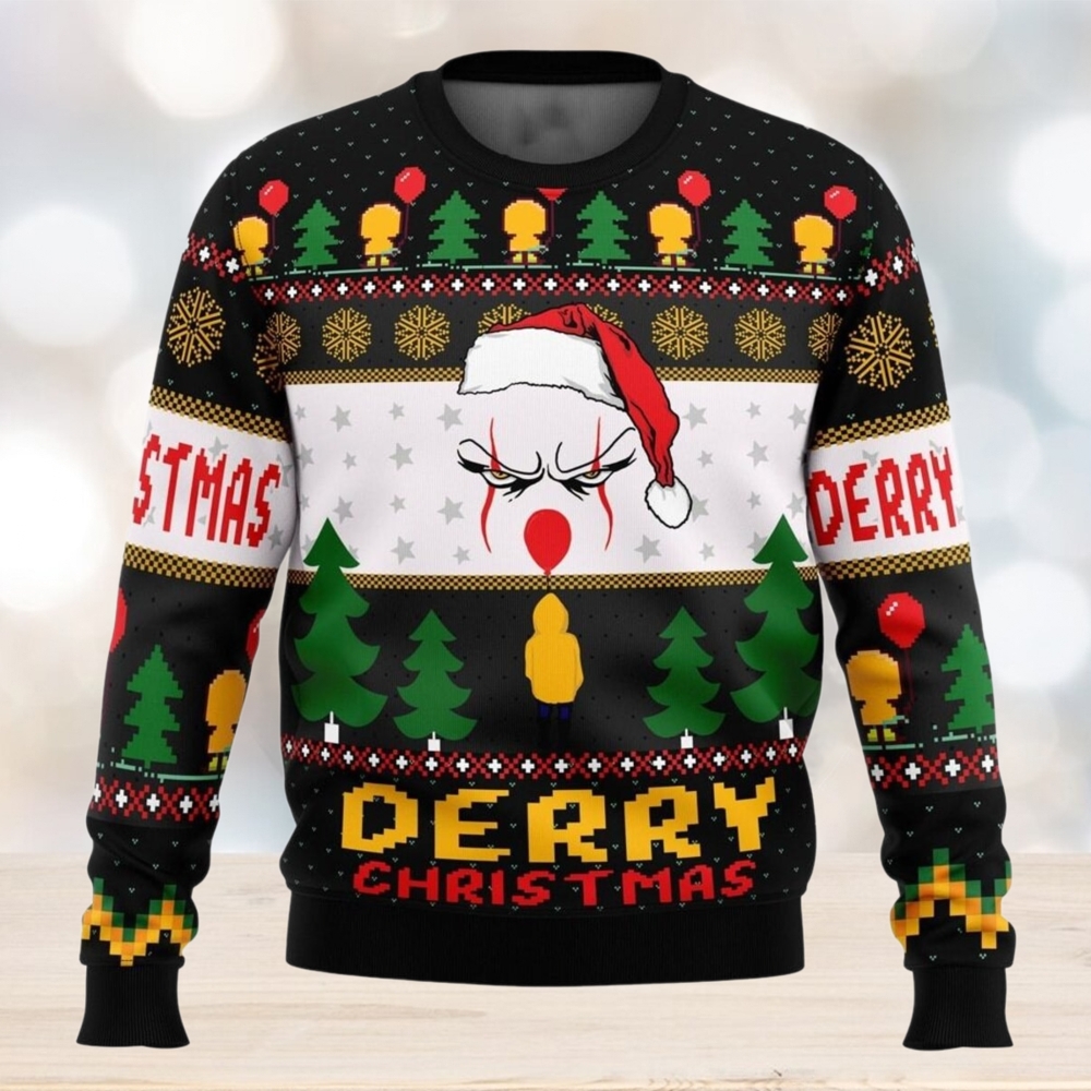 Christmas Pennywise IT Movie Ugly Sweater, Horror Clown Xmas Sweater Christmas Pennywise IT Movie Ugly Sweater, Horror Clown Xmas Sweater
