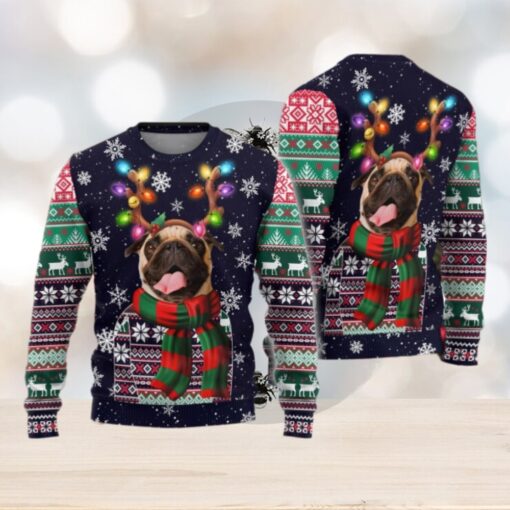 Christmas Pug Dog Ugly Sweater, Dog Lover Holiday Sweater