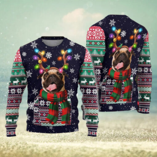 Christmas Pug Dog Ugly Sweater, Dog Lover Holiday Sweater
