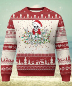 Christmas Skeleton Ugly Christmas Sweater It’s Fine I’m Fine Everything Is Fine Xmas Light Funny