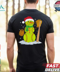 Christmas Snowman Softball Pitcher Boys Teens Xmas Softball T Shirt Recovered