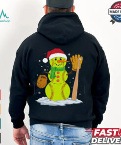 Christmas Snowman Softball Pitcher Boys Teens Xmas Softball T Shirt Recovered