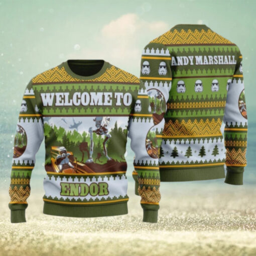 Christmas Star Wars Ugly Sweater, Custom Name Endor National Park Ugly Christmas Sweater
