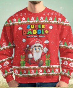 Christmas Super Daddio Ugly Sweater, Super Mario Xmas Sweater