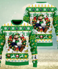 Christmas Super Mario Luigi Ugly Sweater, Luigi Holiday Sweater