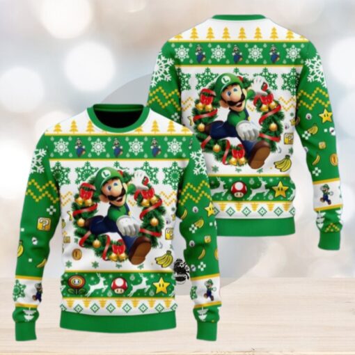 Christmas Super Mario Luigi Ugly Sweater, Luigi Holiday Sweater