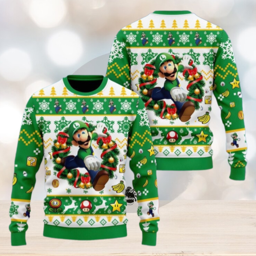 Christmas Super Mario Luigi Ugly Sweater, Luigi Holiday Sweater Christmas Super Mario Luigi Ugly Sweater, Luigi Holiday Sweater
