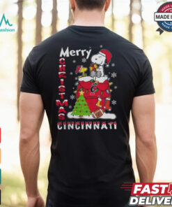 Cincinnati Bearcats Snoopy And Woodstock Merry Christmas Shirt