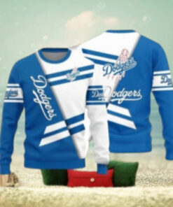 Classic LA Dodgers White And Blue Striped Ugly Sweater