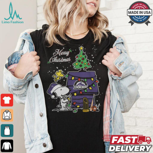 Colorado Rockies Merry Christmas With Snoopy Baby T Shirt