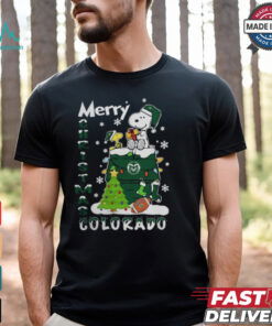 Colorado State Rams Snoopy And Woodstock Merry Christmas Shirt