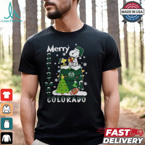 Colorado State Rams Snoopy And Woodstock Merry Christmas Shirt