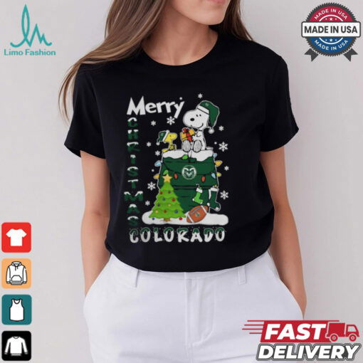 Colorado State Rams Snoopy And Woodstock Merry Christmas Shirt