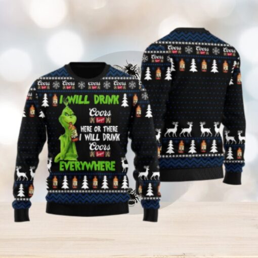 Coors Banquet Grinch Will Drink Everywhere Ugly Sweater