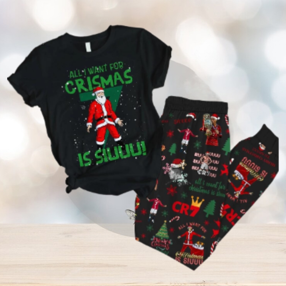 Cristiano Ronaldo All I Want For Crismas Is Siuuu Pajamas Set Cristiano Ronaldo All I Want For Crismas Is Siuuu Pajamas Set