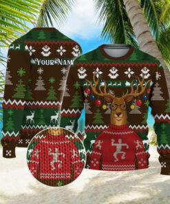 Custom Funny Christmas Holiday Reindeer Office Nerd Ugly Sweater