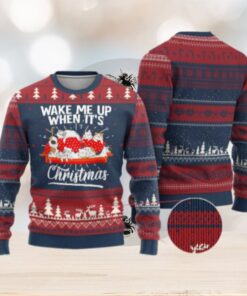 Cute Cat Wake Me Up When It’s Christmas Chillin’ Ugly Christmas Sweater