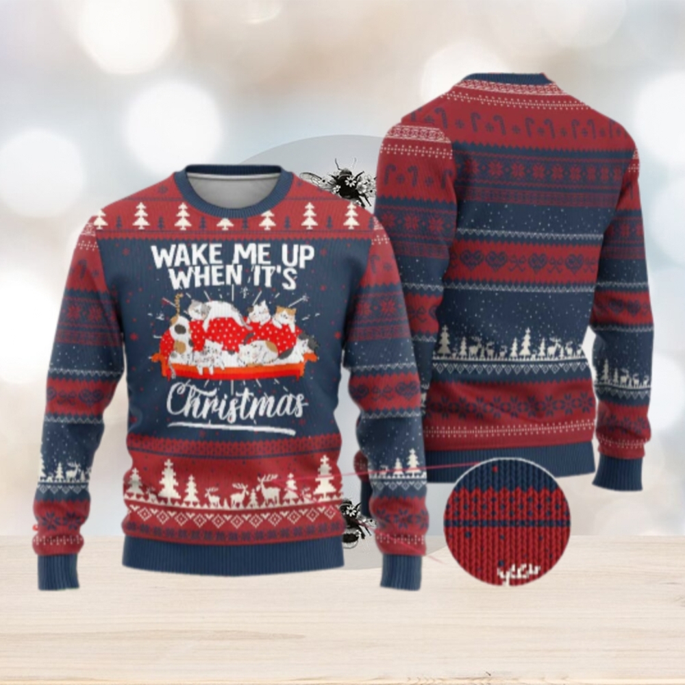Cute Cat Wake Me Up When It’s Christmas Chillin’ Ugly Christmas Sweater Cute Cat Wake Me Up When It’s Christmas Chillin’ Ugly Christmas Sweater
