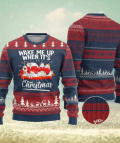 Cute Cat Wake Me Up When It’s Christmas Chillin’ Ugly Christmas Sweater
