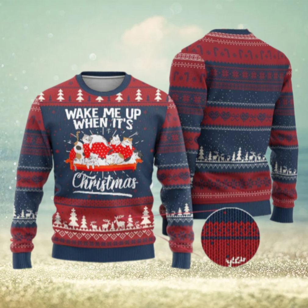 Cute Cat Wake Me Up When It’s Christmas Chillin’ Ugly Christmas Sweater Cute Cat Wake Me Up When It’s Christmas Chillin’ Ugly Christmas Sweater