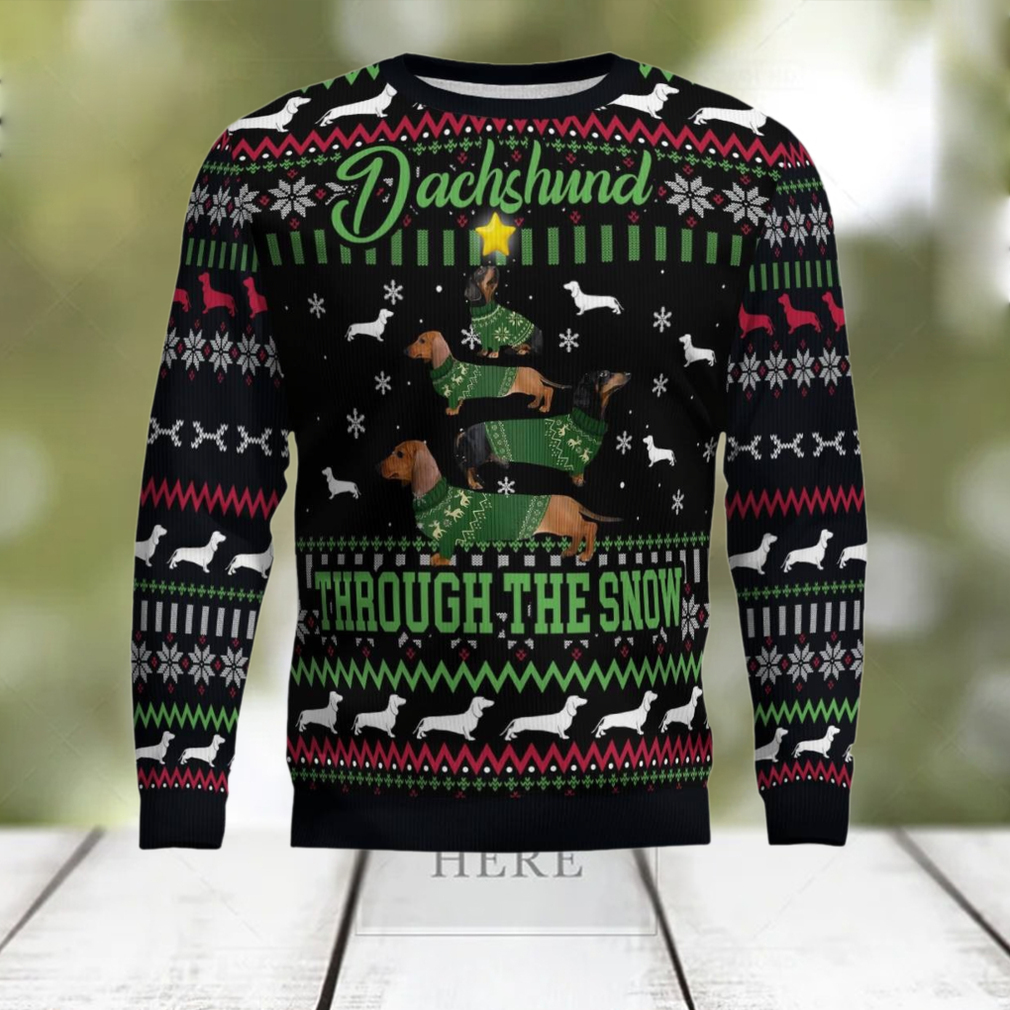 Dachshund Through Snow Christmas Ugly Christmas Sweater Dachshund Through Snow Christmas Ugly Christmas Sweater
