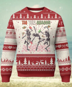 Dancing Skeleton Christmas Ugly Christmas Sweater Tis The Season Retro Boujee Xmas