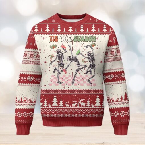 Dancing Skeleton Christmas Ugly Christmas Sweater Tis The Season Retro Boujee Xmas