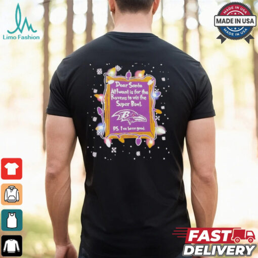 Dear Santa Baltimore Ravens Christmas Lights shirt