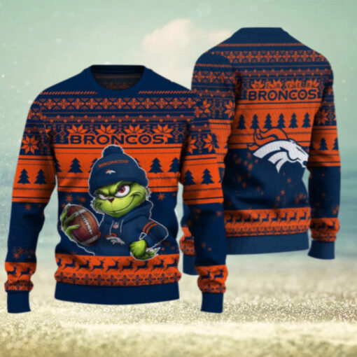 Denver Broncos The Grinch Ugly Christmas Sweater NFL Xmas Gift