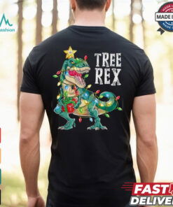 Dinosaur Christmas Tree Rex Pajamas Men Boys Xmas Lights Christmas T Shirt