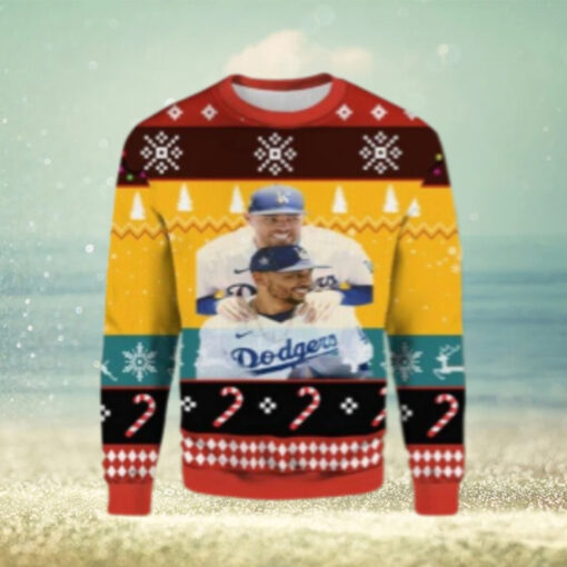 Dodgers Duo Fun Ugly Christmas Sweater – Red And Yellow Design