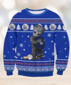 Dodgers Groot Hugging Baseball Christmas Ugly Sweater