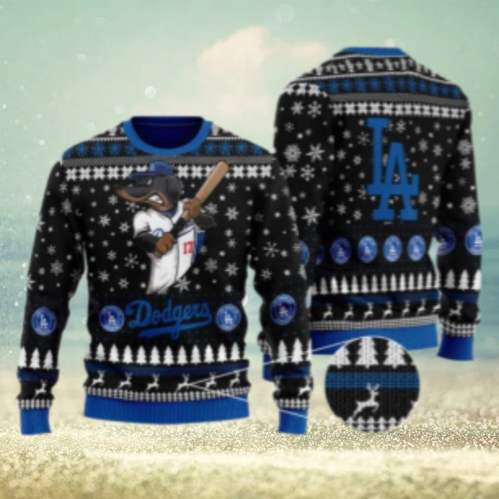Dodgers Mascot Black Snowflake Ugly Christmas Sweater Dodgers Mascot Black Snowflake Ugly Christmas Sweater